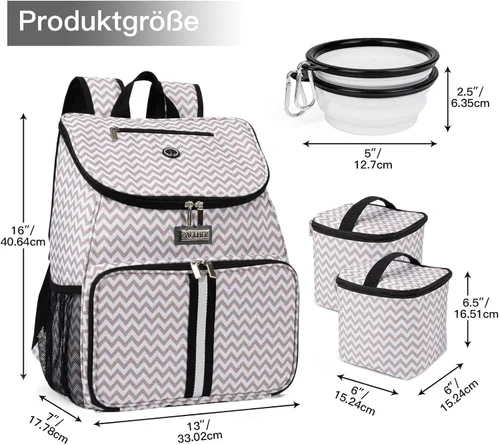 Miniatura 3 de BAGLHER Bolsa de viaje para perros, mochila de suministros para mascotas aprobada por aerolíneas, mochila de viaje para perros con 2 cuencos