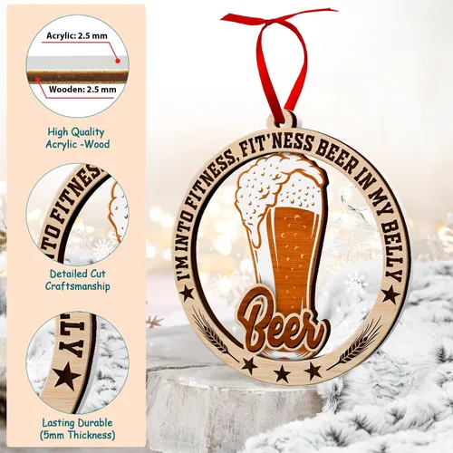 Miniatura 3 de Adornos de cerveza para árbol de Navidad, adorno de cerveza artesanal de 2 capas de madera y acrílico para árbol de Navidad, decoración de Navidad