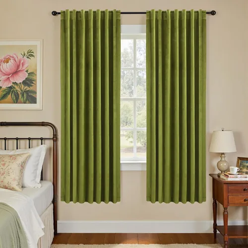 Miniatura 27 de Cortinas de terciopelo con trabilla trasera de 52 x 63 pulgadas de color naranja quemado de KOUFALL