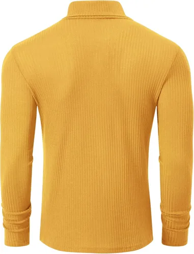 Miniatura 3 de TURETRENDY Camisetas elásticas para hombre, cuello alto, manga larga, de punto, casual, ajustadas, básicas