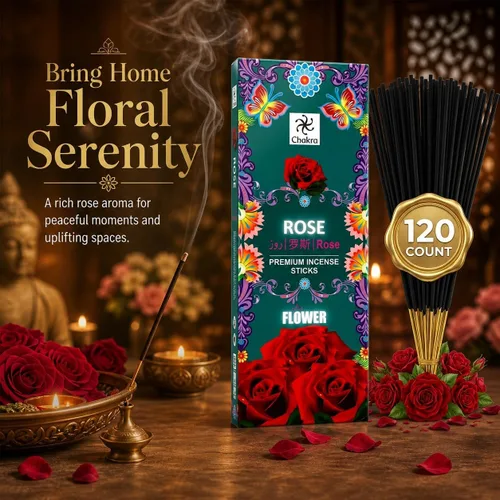Miniatura 2 de Varillas de incienso de rosa roja – 120 unidades Aroma de rosa floral de larga duración Incienso perfumado para fragancia del hogar, meditación