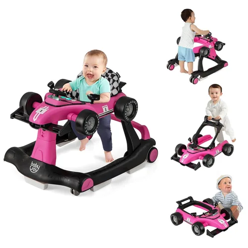 Miniatura 15 de BABY JOY Andador de bebé 4 en 1, Andador de actividad plegable con altura y velocidad ajustables, música, luces, antivuelco, andador de empuje