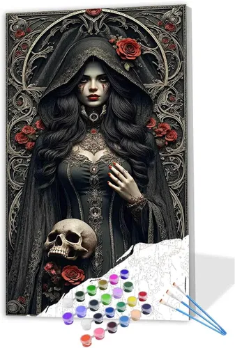 Miniatura 9 de Pintura de Halloween por números para adultos sobre lienzo, terror, pinturas al óleo acrílicas, kits de pintura al óleo, regalos para niños, Pintura