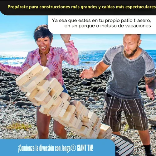 Miniatura 5 de Jenga Gigante - Bloques de madera dura - Se apilan hasta más de 3 pies - Licencia oficial - JS4
