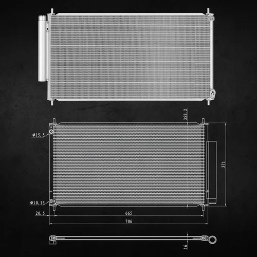 Miniatura 4 de DWVO Condensador del aire acondicionado del condensador de la CA del A/C Compatible con 2012 2013 2014 2015 Civic 1.8L 2.4L L4 Coupé solamente