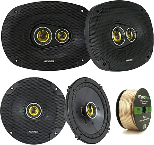 Paquete de 2 pares de altavoces coaxiales Kicker CSC54 de 450 W 5.25 pulgadas de 2 vías + 2 altavoces CSC6934 de 900 W 6 x 9 pulgadas serie CS de 3