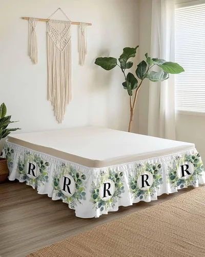 Miniatura 9 de Falda de cama bohemia tamaño King de 18 pulgadas de caída, ajustable y elástica, plisada, con volantes de lujo para cama individual, matrimonial