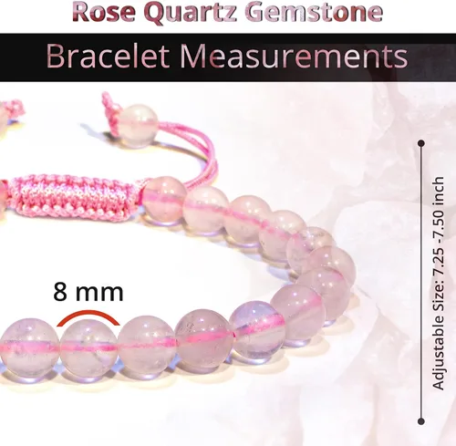 Miniatura 205 de Adjustable Crystal Bracelet – Gemstone Bead Bracelet with Adjustable Macrame String – Chic Gemstone Bracelet for Men and Women – 8mm Round Healing