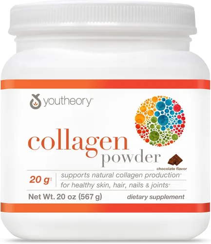 Youtheory Colágeno en polvo - 0.71 oz de péptidos de colágeno hidrolizados - con vitamina C, biotina y aminoácidos - Apoya la salud de las