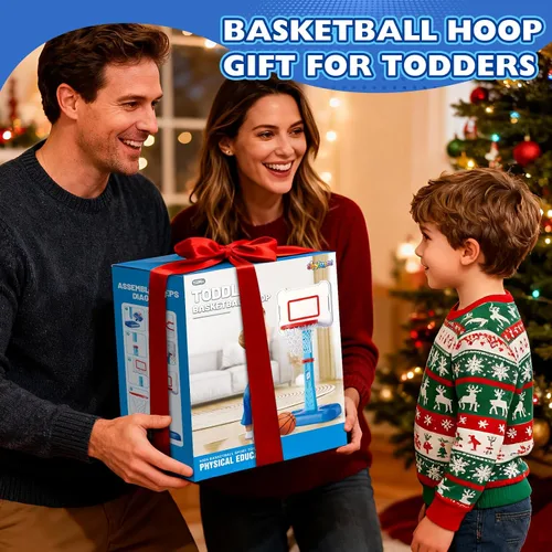 Miniatura 7 de Aro de baloncesto para niños pequeños de interior para edades 1, 2 y 3 años, aro de baloncesto ajustable para niños, mini aro de baloncesto con 3