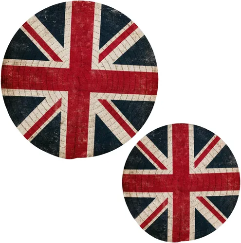 Miniatura 18 de Naanle Juego de salvamanteles de algodón moderno con diseño de estrellas y bandera de Estados Unidos para el 4 de julio, 2 posavasos redondos