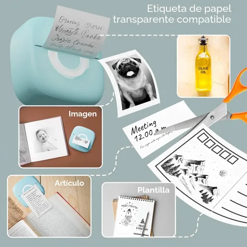 Miniatura 3 de Mini impresora térmica con 3 rollos de papel, cápsulas de impresión de teléfono portátil Bluetooth, fabricante de calcomanías de estudio para fotos
