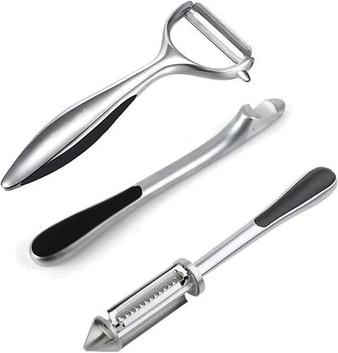 Pelador de verduras de acero inoxidable, peladores de patatas con removedor de ojos de patata, peele en forma de Y y pelador de juliana en forma de