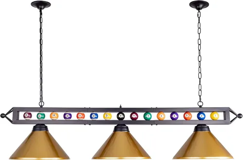 Miniatura 12 de Wellmet Luz de mesa de billar de 59 pulgadas, 3 luces colgantes para mesa de billar, luces de billar ajustables para mesa de billar de 7 pies, 8