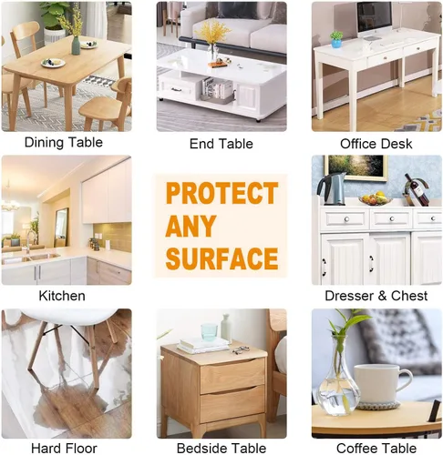 Miniatura 5 de PoPoTo Protector de plástico transparente de 8 x 36 pulgadas para mesa de comedor, tapete de escritorio de oficina, 0.059 in de grosor, rectangular