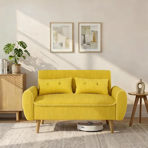 Miniatura 9 de Shintenchi Sofá Loveseat Pequeño y Moderno, Sofá de 2 Asientos Tapizado en Tela de Mediados de Siglo, Muebles Love Seats para Espacios Pequeños