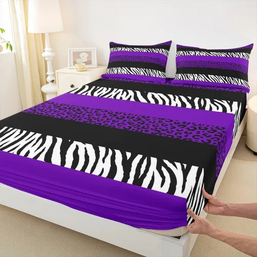 Miniatura 19 de Juego de sábanas con estampado de manchas de piel de cheetah abstracto, sábana bajera tamaño individual para niños, niñas y mujeres, decoración