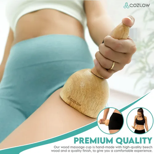 Miniatura 4 de COZLOW Taza de masaje de terapia de madera, masajeador de maderoterapia para esculpir el cuerpo, liberación de fascia y drenaje linfático
