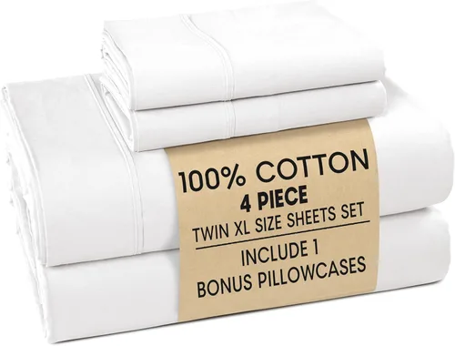Miniatura 124 de Casa Platino Sábanas de cama individual XL, sábanas de 100 % algodón con 2 fundas de almohada, tejido percal crujiente y sensación acogedora, verde