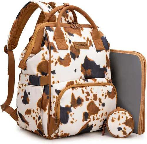 Miniatura 14 de Montana West Wrangler Bolsa Mochila para Pañales Mochila de Viaje Azteca Carteras Occidentales Multifunción Bolsas para Bebé para Mamá con Bolsillos