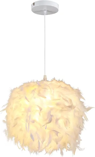 Miniatura 8 de ZYLEISENBAO Lámpara nórdica de plumas blancas, lámpara colgante de plumas blancas de 11.85 pulgadas, luces de comedor peludas, lámpara colgante