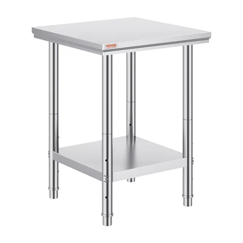 Miniatura 20 de Vevor Mesa de trabajo de acero inoxidable con ruedas de 24 x 12 x 32 pulgadas, mesa de preparación con 4 ruedas, mesa de trabajo resistente