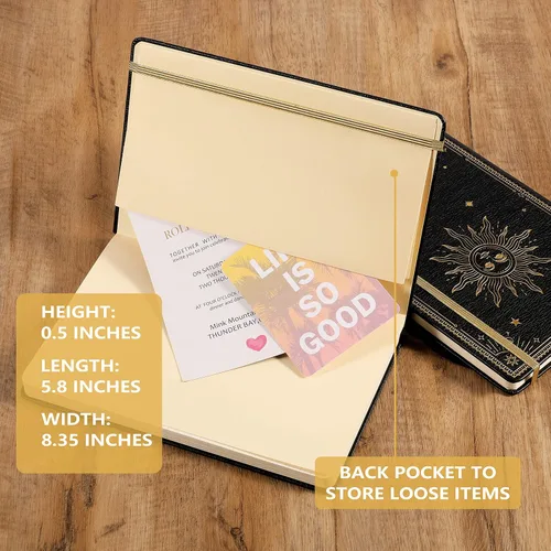 Miniatura 8 de Artfan Cuaderno/diario rayado – Cuaderno clásico de escritura de piel sintética con papel grueso de alta calidad con bolsillo + separadores