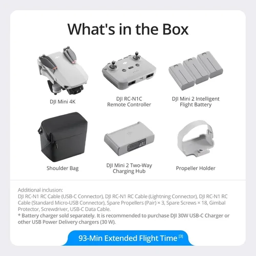 Miniatura 7 de DJI Mini 4K Fly More Combo, dron con cámara 4K UHD para adultos, menos de 249 g, estabilización de cardán de 3 ejes, transmisión de video de 10 km
