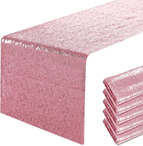 Miniatura 71 de Pufogu - Camino de mesa de lentejuelas brillantes de 12 x 72 pulgadas para fiestas de cumpleaños, decoración de bodas, despedidas de soltera