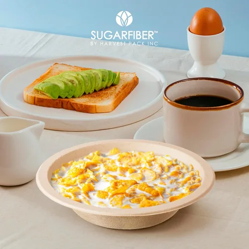 Miniatura 6 de Harvest Pack GOURMET SHOWCASE - [50 unidades] Cuencos de papel redondos de 12 onzas libres de PFAS - Cuencos de bagazo compostables, resistentes