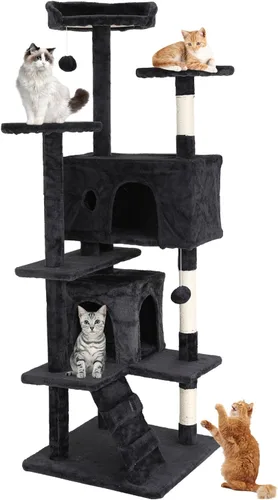 Miniatura 11 de Árbol para gatos de 70 pulgadas para gatos de interior, condominio de varios niveles con caja de arena, postes rascadores para gatos