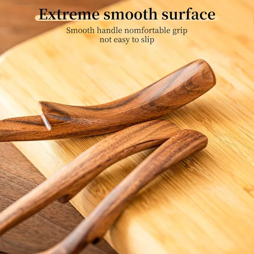 Miniatura 7 de Gudamaye Juego de cucharones de sopa de madera de 3 tamaños, 3 ganchos para tazón, olla. Cucharón de madera de teca natural, cucharón grande de sopa