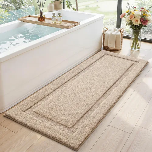 Miniatura 31 de LUMI Alfombras grandes y ultrasuaves para baño, antideslizantes con respaldo de goma, tapete de baño absorbente y lavable de secado rápido, alfombra