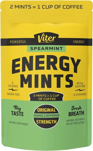 Miniatura 16 de Viter Energy Mentas con cafeína, 40 mg de cafeína, vitaminas B, sin azúcar. (menta, 8 onzas, bolsa a granel)