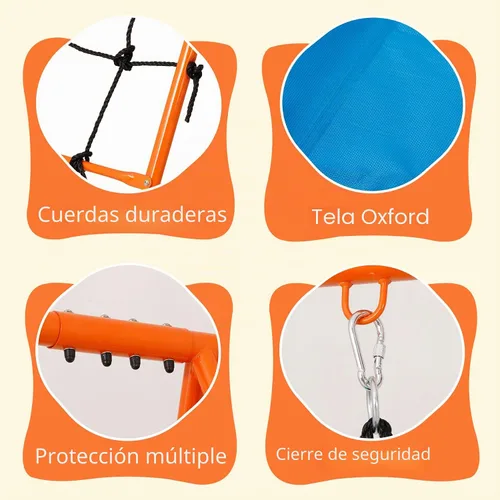 Miniatura 4 de SUPER DEAL Juego de columpios para exteriores para niños, juego de metal con columpios ajustables, escalera de escalada y redes, columpio