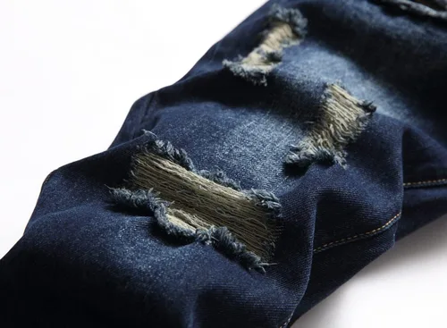 Miniatura 5 de Pantalones de mezclilla lavados rasgados y desgastados para hombre