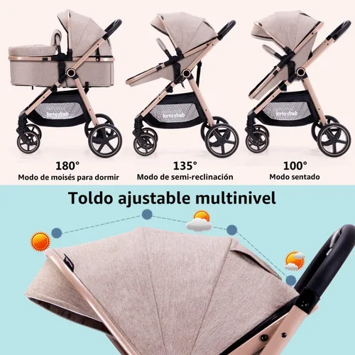 Miniatura 2 de Lortsybab Cochecito de bebé 2 en 1 - Cochecito plegable infantil para recién nacidos con asiento reversible - Cochecitos para niños pequeños de 0 a