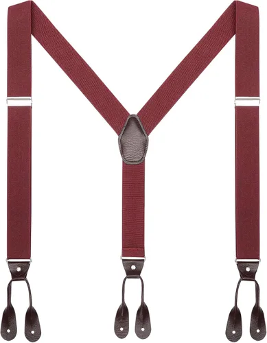 Miniatura 8 de AWAYTR Tirantes de botón marrón para hombre, tirantes elásticos ajustables en forma de Y