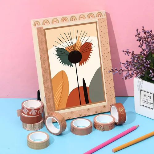 Miniatura 4 de Henoyso Juego de 16 rollos de cinta washi en colores pastel, 0.591 in de ancho, 23.0 ft de largo, cinta adhesiva bonita a granel para artes