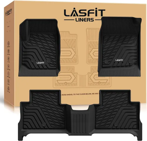 Miniatura 15 de LASFIT Juego completo de tapetes de elastómero termoplástico para todo tipo de clima de ajuste personalizado para automóviles, de 1ª y 2ª fila, 3