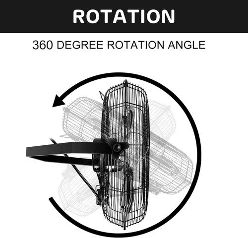 Miniatura 6 de Simple Deluxe Ventilador de metal de ventilación comercial de 3 velocidades de montaje en pared industrial de 24 pulgadas para almacén, taller