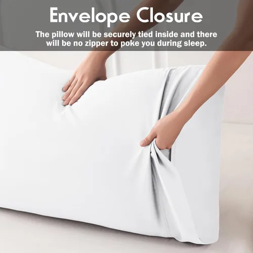 Miniatura 4 de Paquete de 2 fundas de almohada de viscosa refrescante de bambú con cierre de sobre, funda de almohada fresca y transpirable para personas que