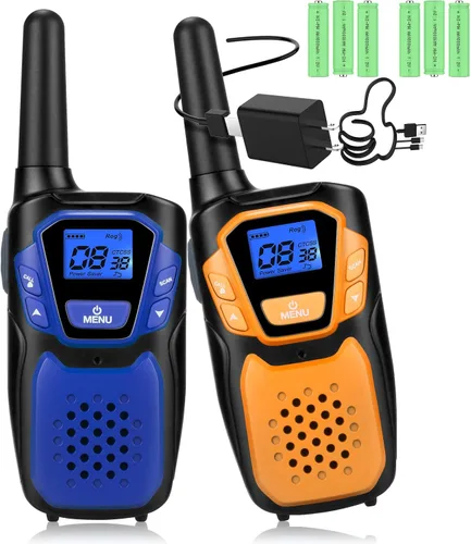 Walkie Talkies para adultos, recargable de largo alcance Walky Talky con baterías y cargador, radio portátil de dos vías con alerta meteorológica