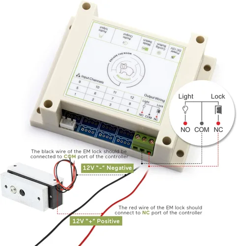 Miniatura 8 de Accesorios para sala de escape con rompecabezas de audio, linterna brillante para desbloquear y abrir cerraduras electromagnéticas de 12 V