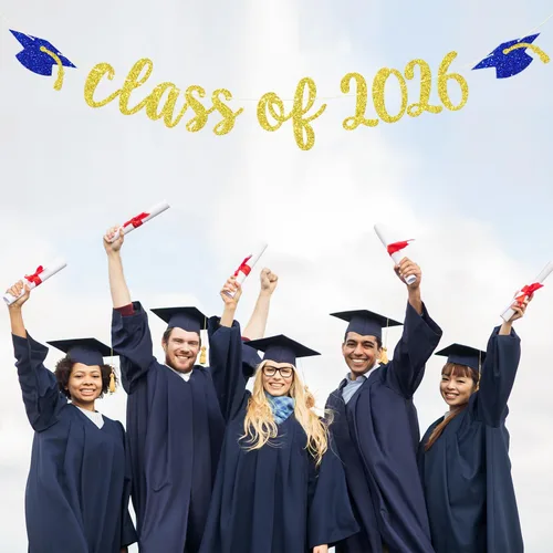 Miniatura 5 de Banner de la clase de 2026 – Cartel de graduación 2026, felicitaciones graduadas, decoraciones de fiesta de graduación de escuela