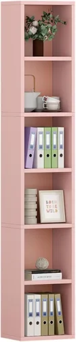 Miniatura 14 de ALISENED 70.8" 6 Tier Tall Narrow Bookshelf, 6 Shelf Wooden Corner Bookcase, Modern Skinny Cubes Storage Organizer Display Shelving for Bedroom