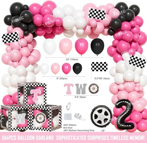Miniatura 3 de Dos decoraciones de cumpleaños rápidas: 118 piezas, 2 suministros de fiesta de cumpleaños rápidos con telón de fondo, guirnalda de globos, cajas