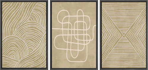 Miniatura 189 de SIGNWIN Lienzo enmarcado para pared, arte con pinceladas de flujo neutro en tonos beige abstractos, ilustraciones, arte moderno, decorativo