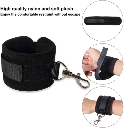 Miniatura 4 de Colchón de amarre sexual tamaño King Size Kit de restricciones de servidumbre para adultos Juego de restricciones de muñeca y tobillo Esposas