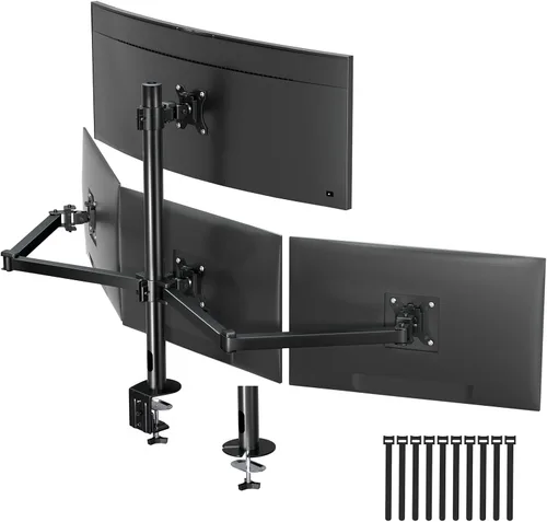 Miniatura 10 de Soporte para monitor cuádruple para 17-27 pulgadas, totalmente ajustable, resistente, soporte de escritorio con 4 brazos, carga máxima de 22 libras